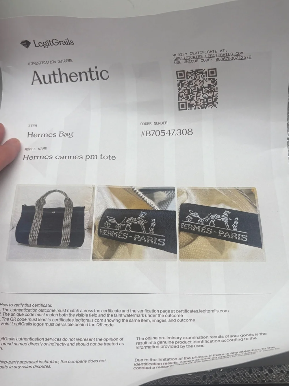 Authentic Hermès Cannes PM Black Canvas Tote Bag With Pouch & COA